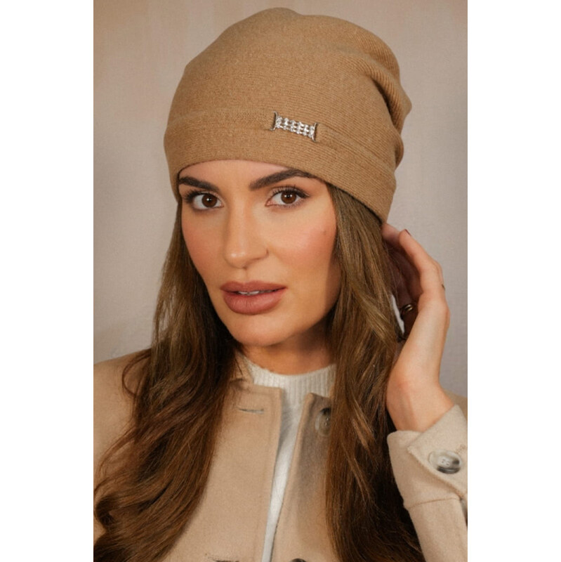 Kamea Béžová piesková módna dámska zimná čiapka Leonora, Farba béžová 66532394