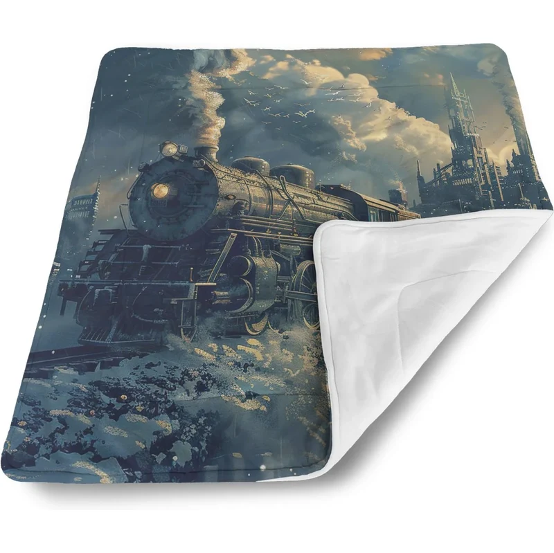 Sablio Deka pre bábätko Parná lokomotíva v zasneženom meste 62633506