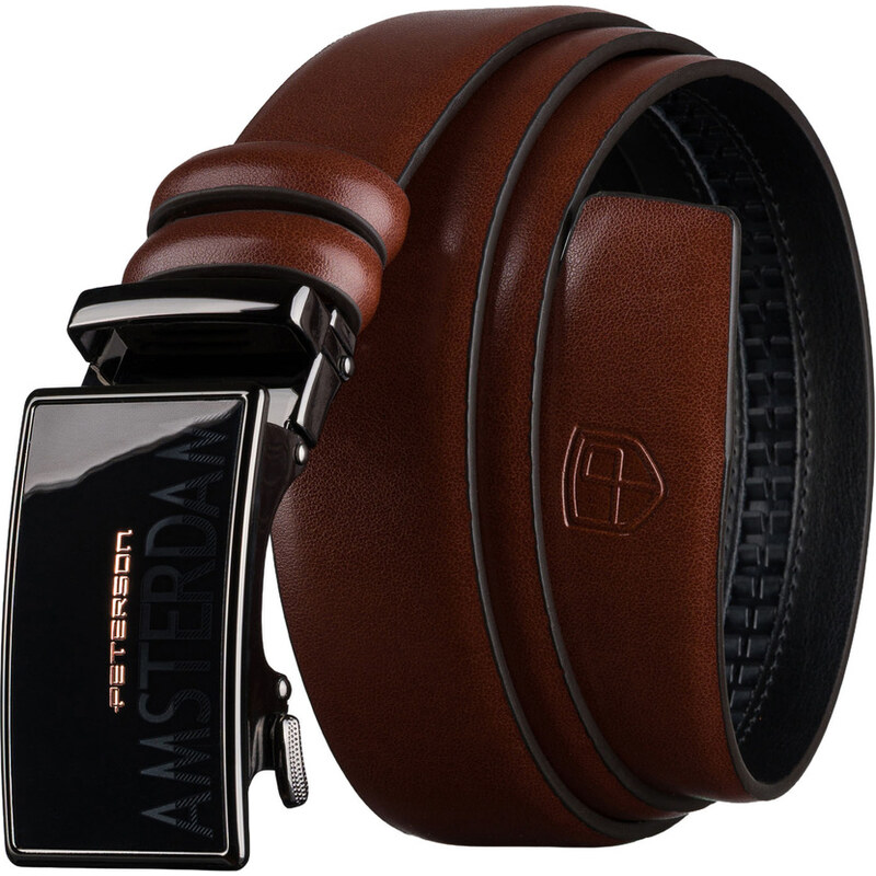 Pánsky kožený opasok hnedý s automatickou prackou - Peterson 66532935