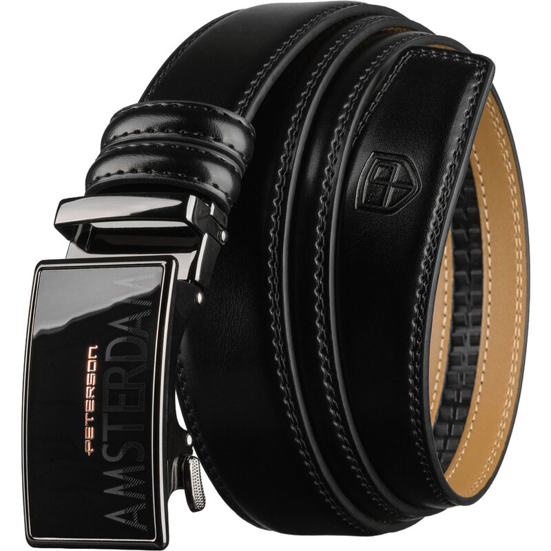 Pánsky kožený opasok čierny s automatickou prackou Peterson 66532933