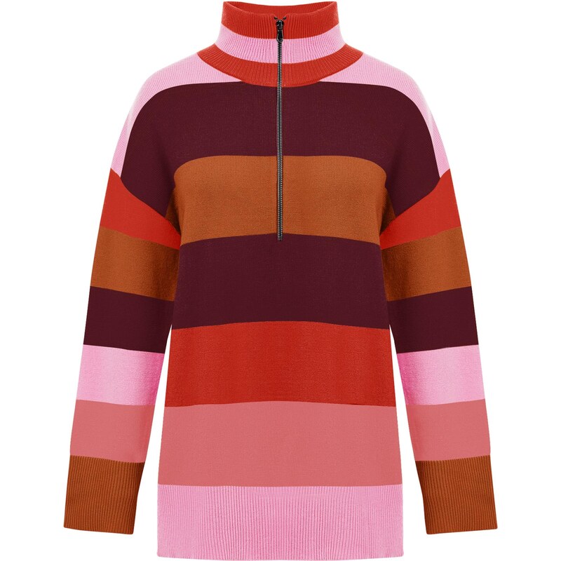 Imily Bela Sveter tmavooranžová / jasne červená / melónová / 66536697