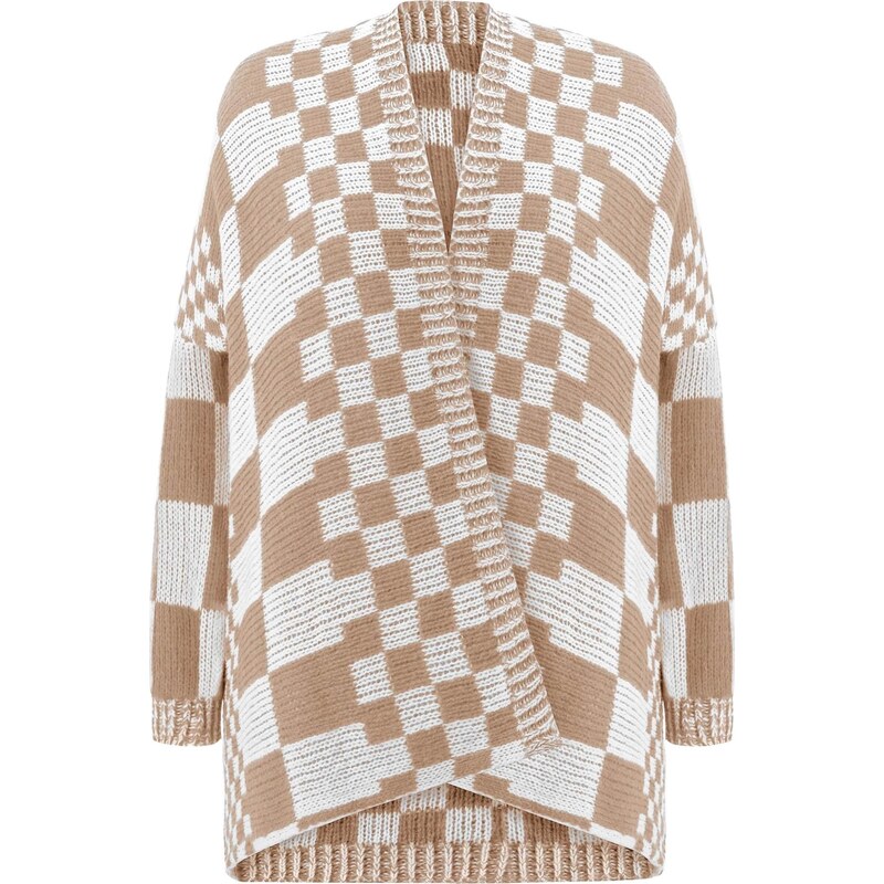 Imily Bela Kardigán tmavobéžová / biela 66536687