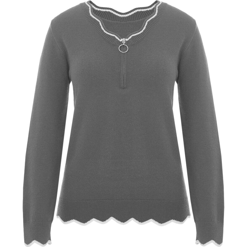 Imily Bela Sveter sivá / biela 66536719