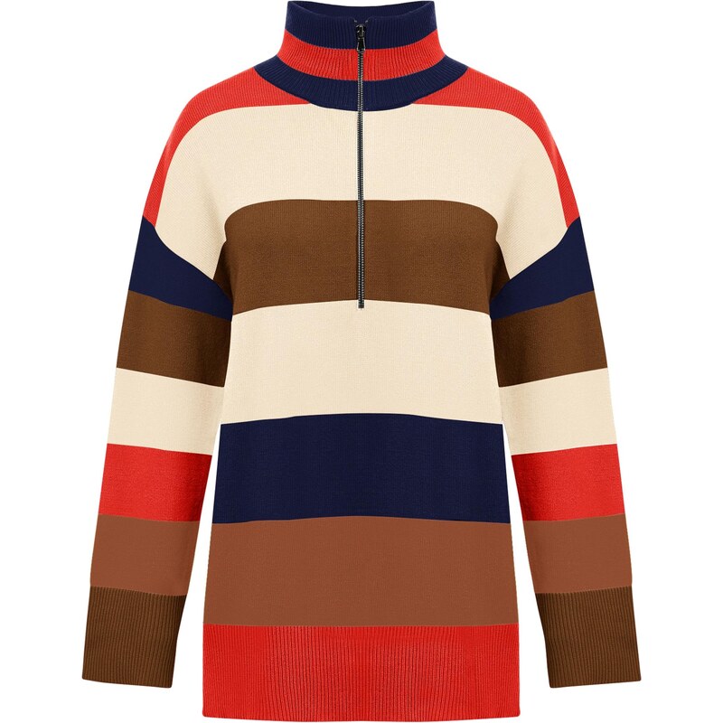 Imily Bela Sveter béžová / námornícka modrá / tmavomodrá / červená 66536751