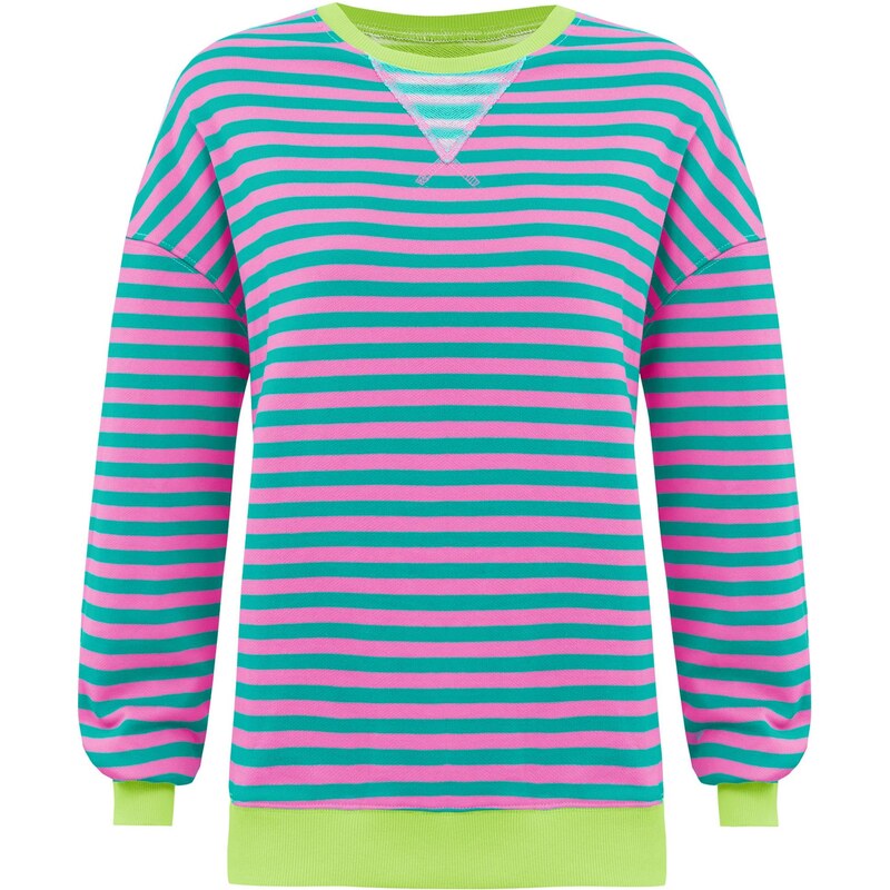 Imily Bela Mikina neónovo zelená / tmavozelená / ružová 66536752