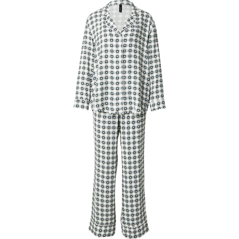 Hunkemöller Pyžamo tmavozelená / biela 66537395