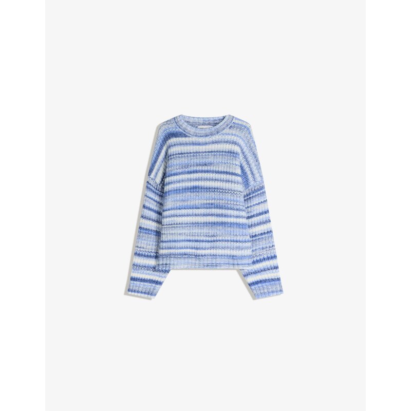 Bershka Sveter modrá / svetlomodrá / biela 66537928