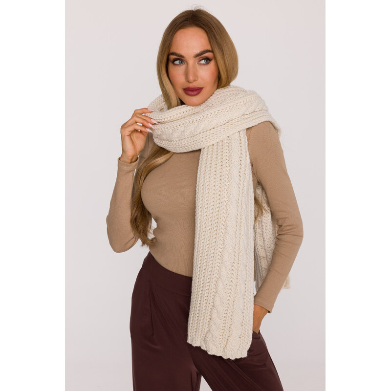 MOE Dlhý šál s pletenou väzbou | ecru M898 66553543