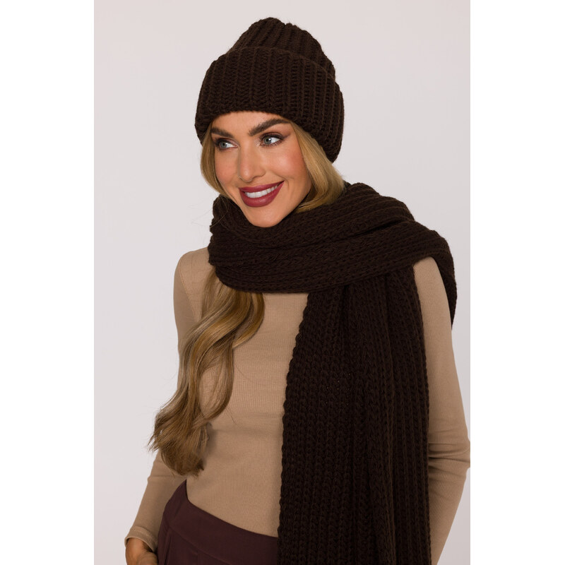 MOE Dlhý šál s rebrovou väzbou | hnedá M896 66553554