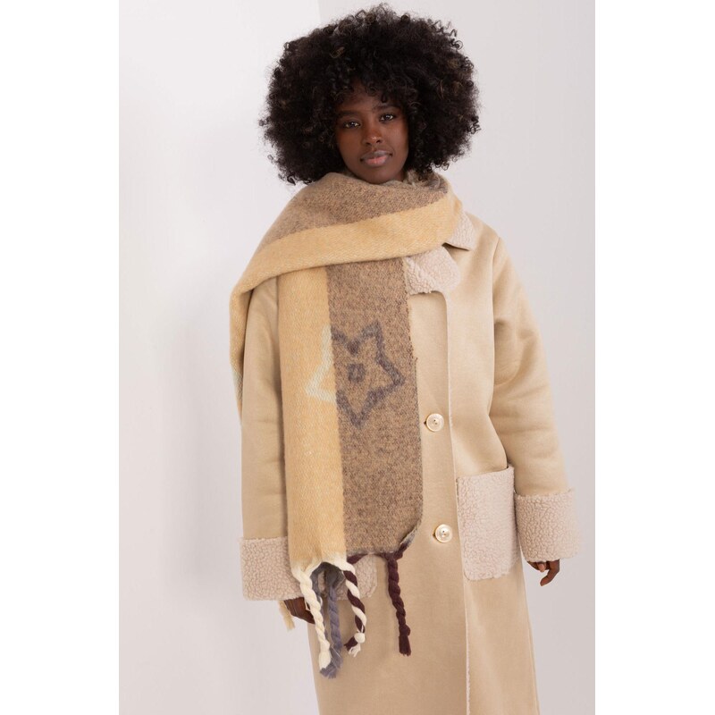 MladaModa Hrejivý vzorovaný šál s vrkočmi model 31601 mentolový 59774738