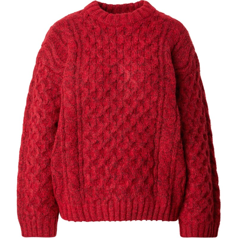 Monki Oversize sveter Tate červená / biela 66383512