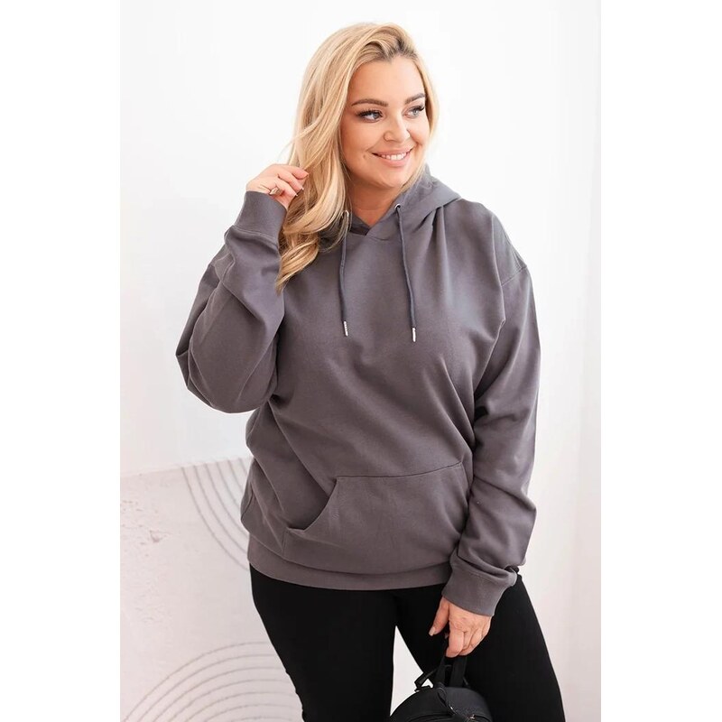 MladaModa Bavlnená oversize mikina s kapucňou a klokankou model HIT02 66487599