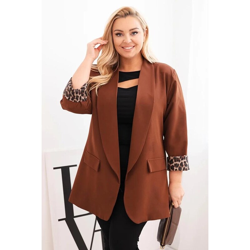 MladaModa Oversize sako s podšívkou a leopardím vzorom na rukávoch 66487642