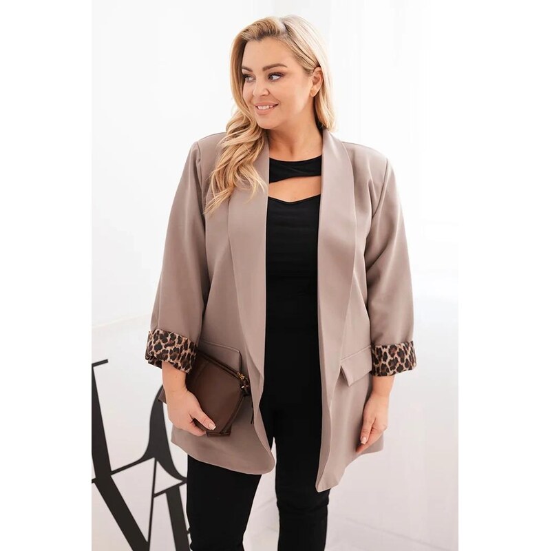 MladaModa Oversize sako s podšívkou a leopardím vzorom na rukávoch 66487643