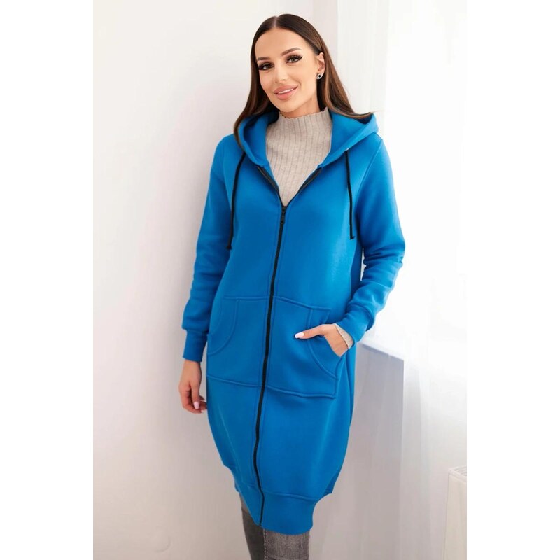 MladaModa Dlhá zateplená mikina s kapucňou a vreckami model 9302 27757380