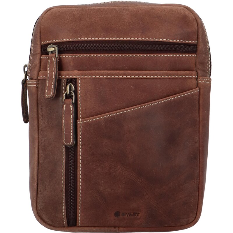 Diviley Pánska kožená crossbody taška Davide, hnedá 66562779
