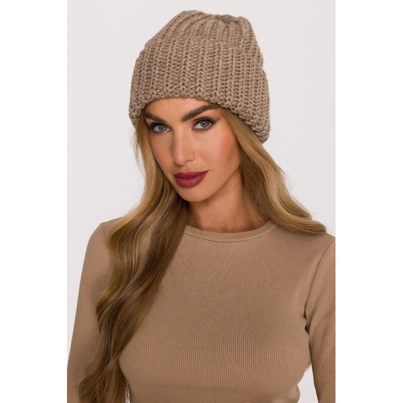 MOE Rebrovaná pletená čiapka | béžová M895 66563775