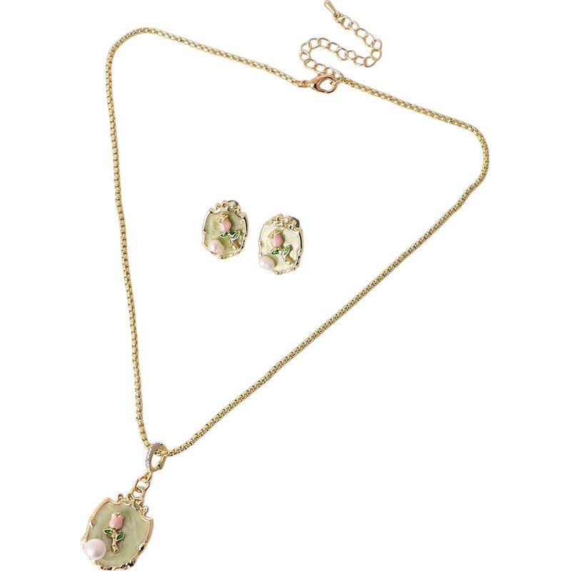 SOHI Sada šperkov Bulbuli zlatá / zelená 66570323