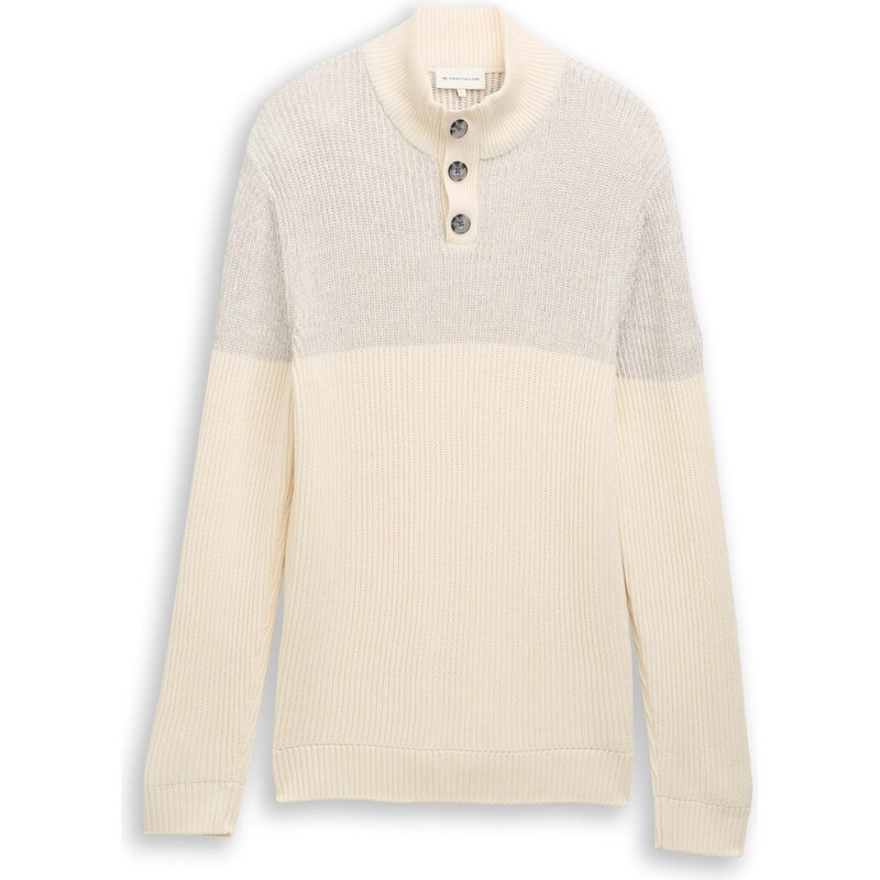 TOM TAILOR Sveter tmavošedá / biela ako vlna 66570736