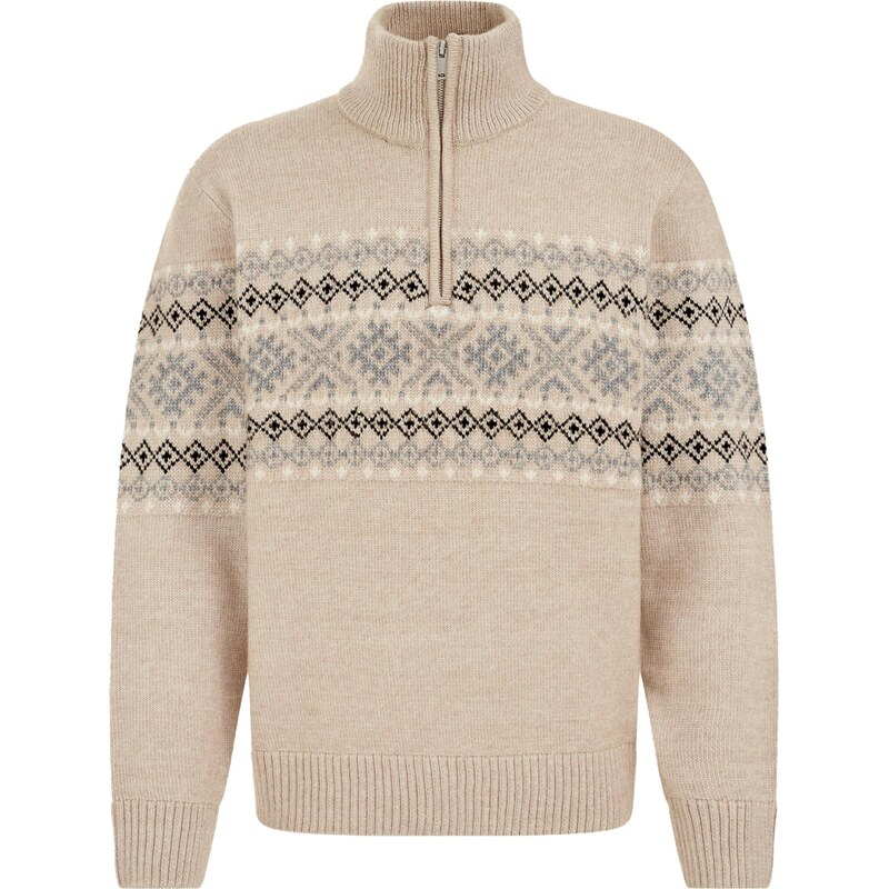 WE Fashion Sveter béžová / svetlosivá / čierna / biela 66570752