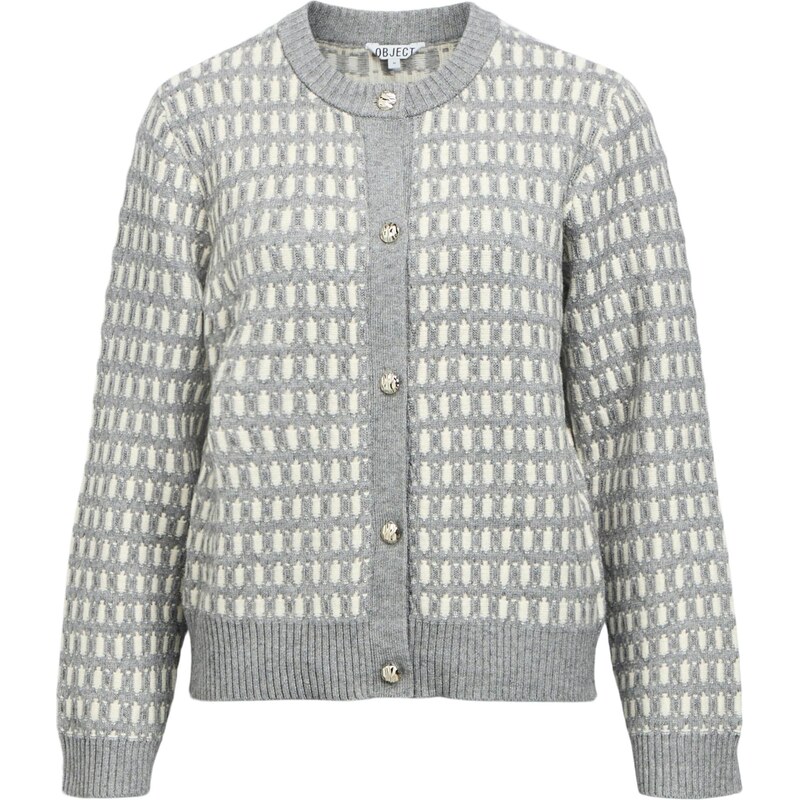 OBJECT Kardigán OBJThess sivá melírovaná / biela 66571002