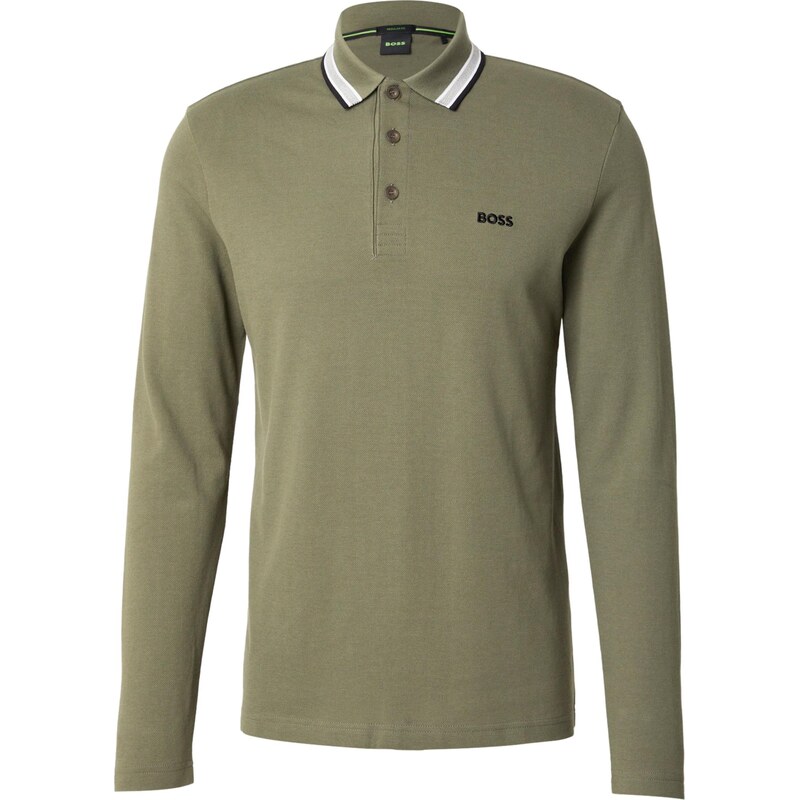 BOSS Tričko Plisy kaki / čierna / biela 66571161