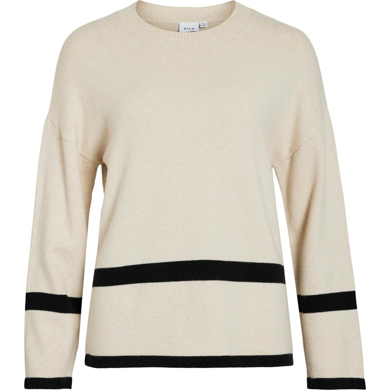 VILA Oversize sveter VIRil piesková / čierna 66571116