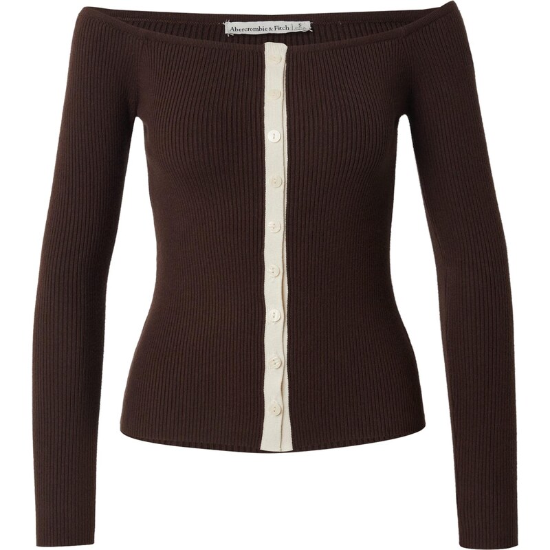 Abercrombie & Fitch Kardigán hnedá / prírodná biela 66571342