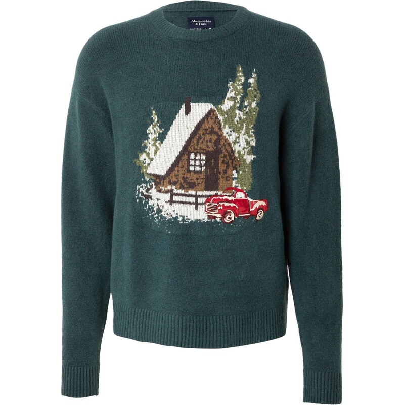 Abercrombie & Fitch Sveter HOLIDAY NOVELTY hnedá / tmavozelená / 66571376