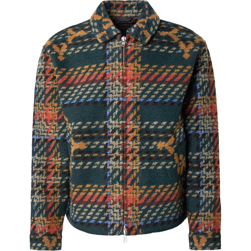 Abercrombie & Fitch Prechodná bunda béžová / smaragdová / oranžová / 66571536