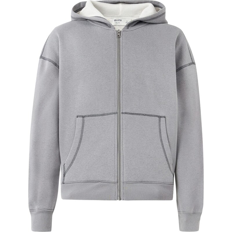 HOLLISTER Tepláková bunda sivá 66571579