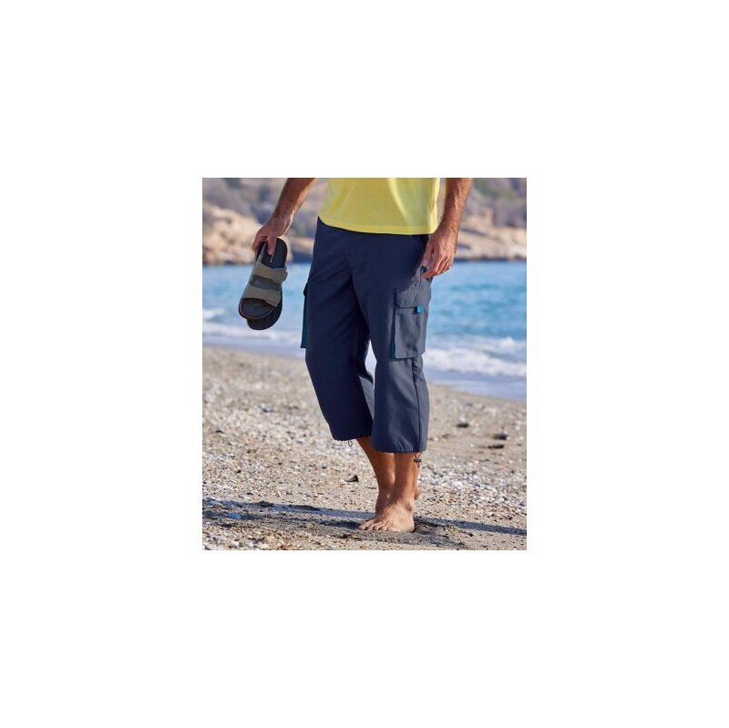 Trojštvrťové kapsáčové nohavice z mikrovlákna Atlas For Men Modrá 52586968