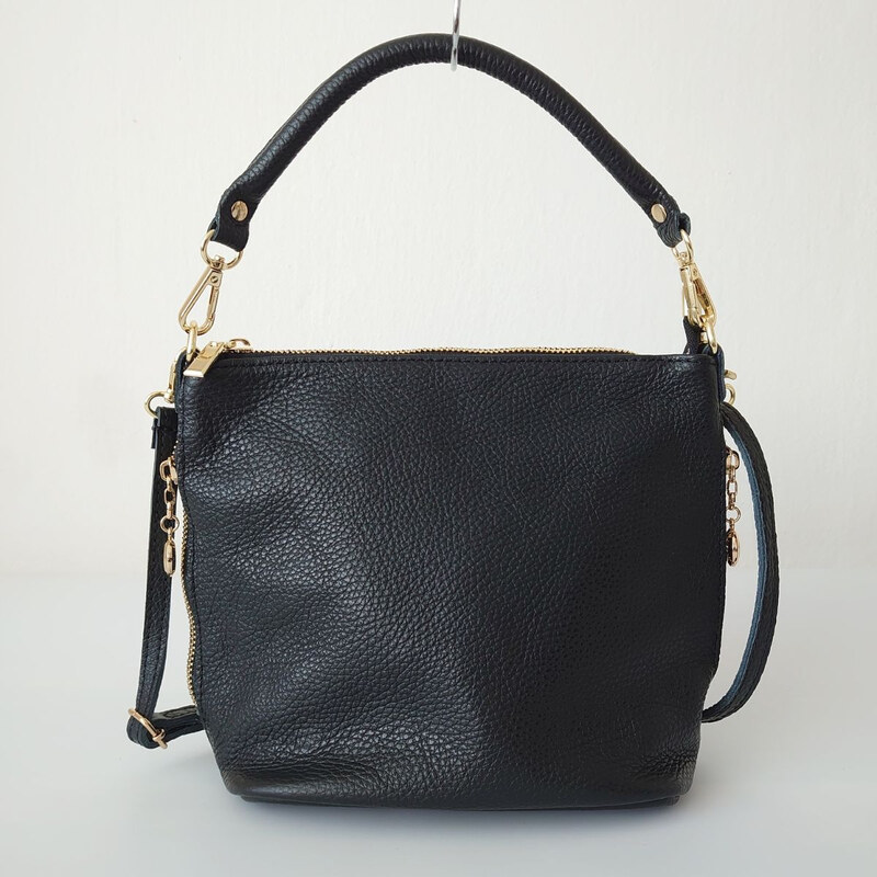 Patrizia Piu Dámska kožená čierna kabelka DIVA 66531652