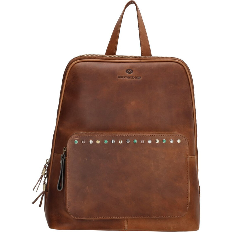 Micmacbags Dámsky kožený batoh koňakový Arden 66531733