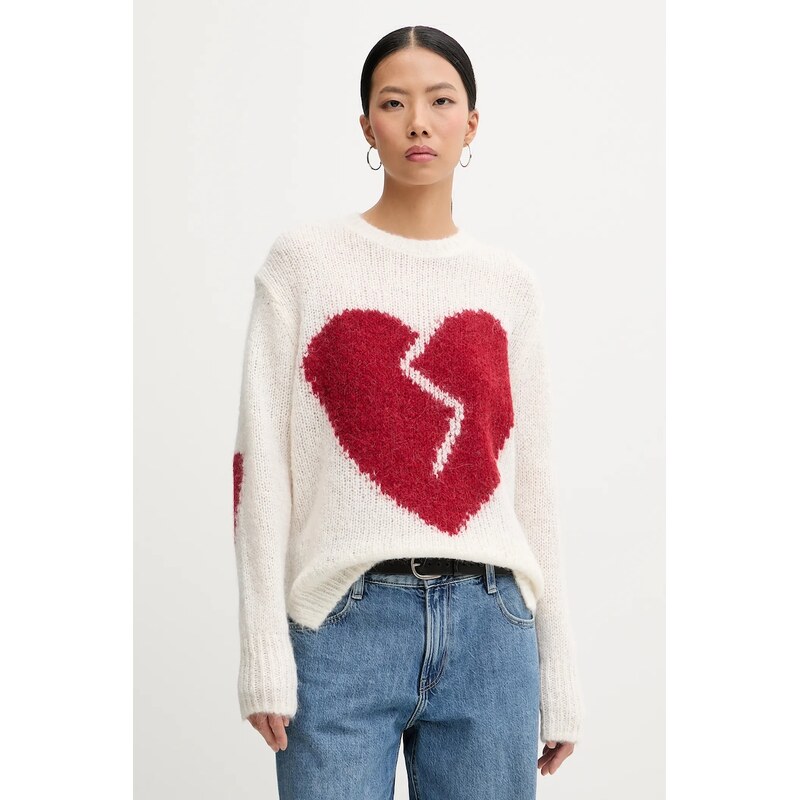 Sveter s prímesou vlny AllSaints LUVHEART 66517524