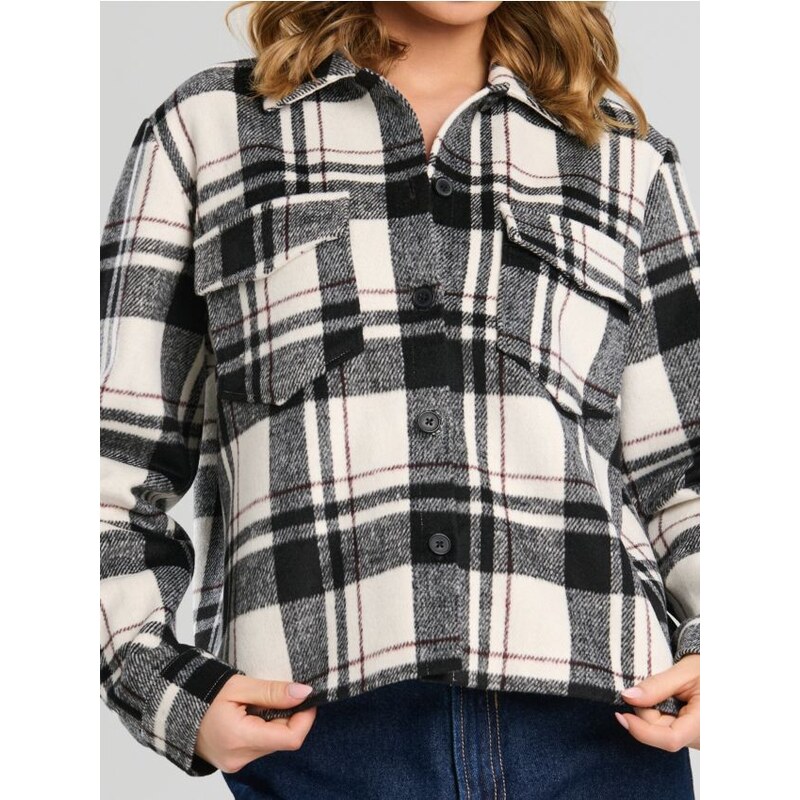 Sinsay - Károvaná bunda typu shacket - čierna 65763522