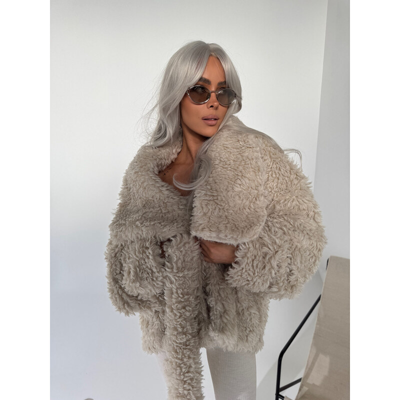 LaManuel Dámsky béžový kabát s opaskom DRAMATIC 66599279