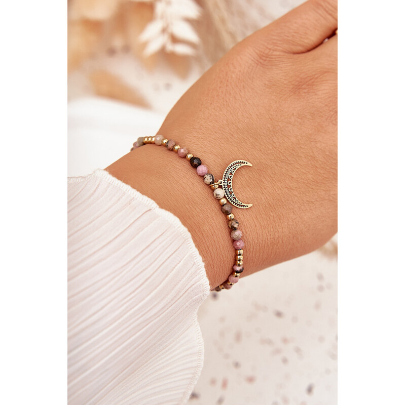 Náramok Boto s korálkami a zlatým mesiacom 66683392