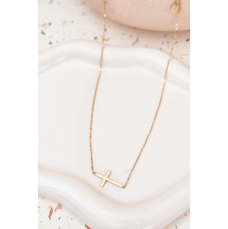 Boto Zlatý náhrdelník s krížikom z chirurgickej ocele 66683412