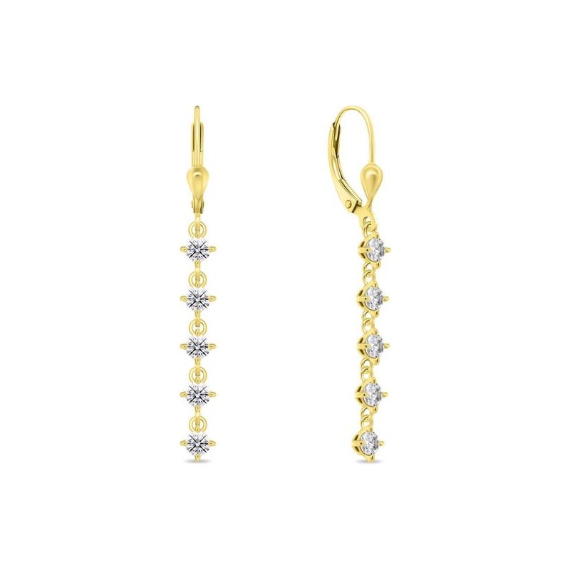 Brilio Silver Pôvabné pozlátené visiace náušnice s čírymi zirkónmi 66600310