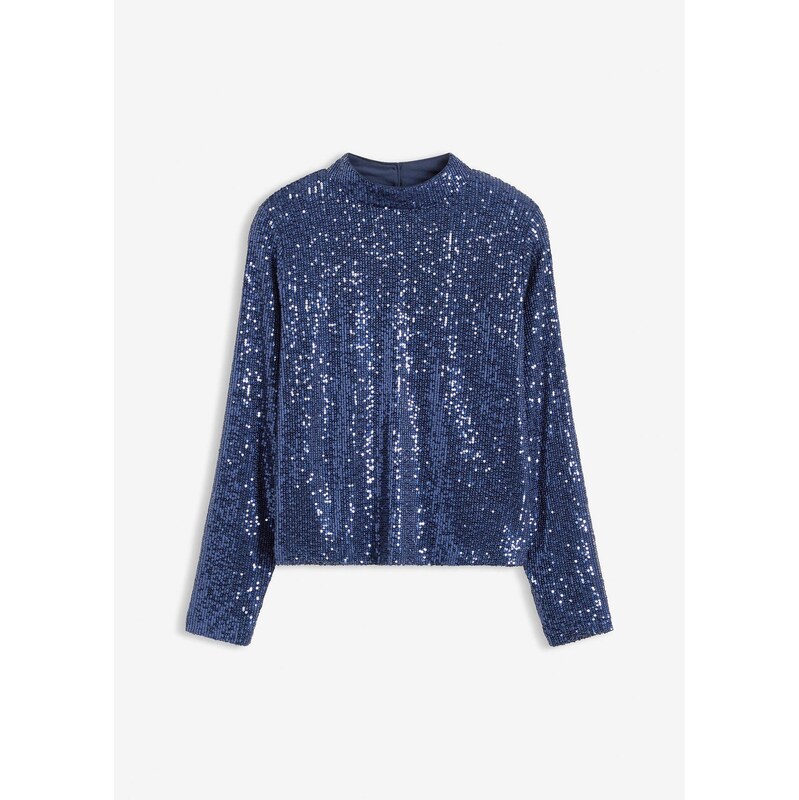 bonprix Blúzka s flitrami, farba modrá 66600534
