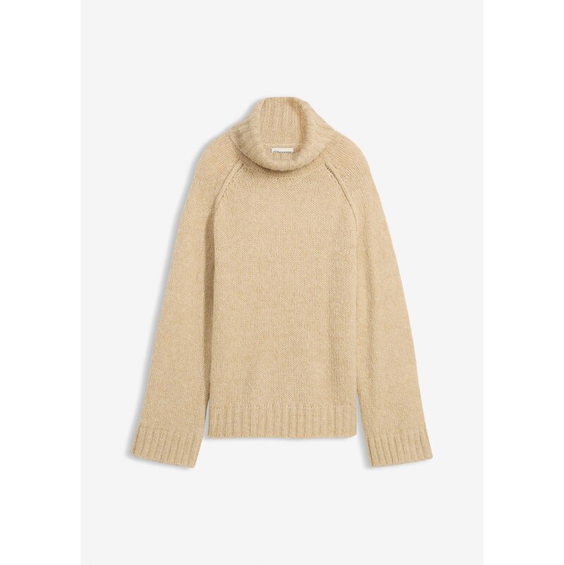 bonprix Oversize-pulóver, hrubo pletený, farba béžová 66600561
