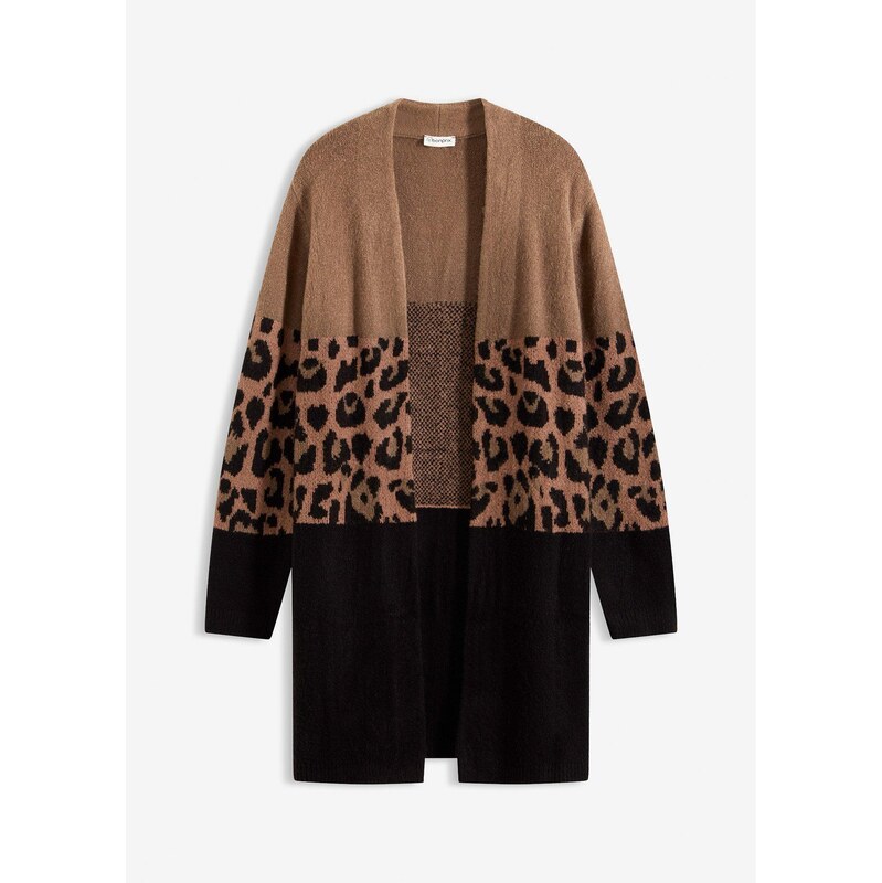 bonprix Dlhý pletený sveter, farba hnedá 66600564