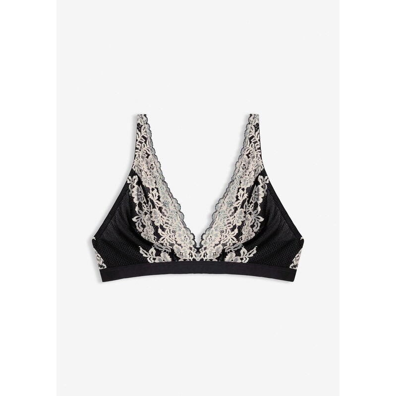 bonprix Podprsenka bralette z dvojfarebnej čipky, farba čierna 66600650