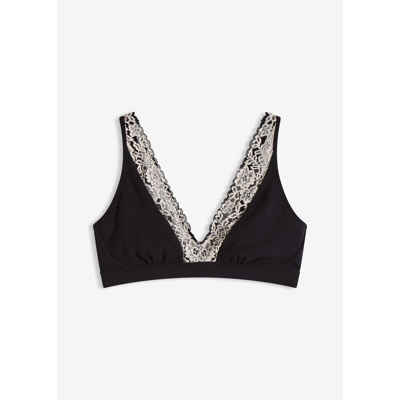 bonprix Podprsenka bralette bez kostíc, bio bavlna a čipka, farba 66600707