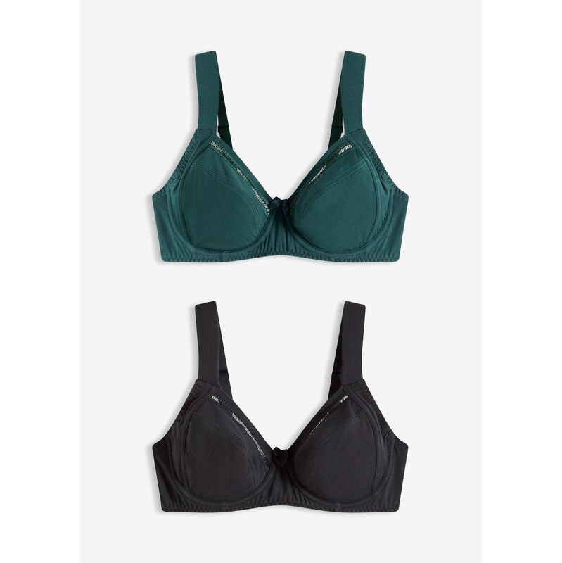 bonprix Podprsenka s kosticami (2 ks), s bio bavlnou, farba zelená 66600703