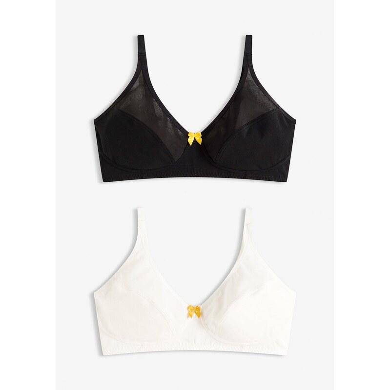 bonprix Podprsenka bez kostíc s bavlnou (2 ks), farba čierna 66600704