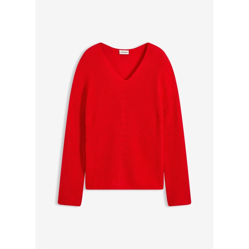 bonprix Oversize pulóver z vlneného mixu, farba červená 66600716