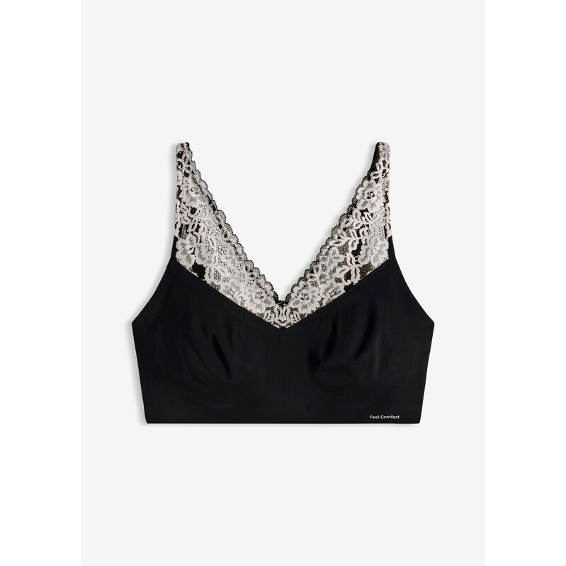bonprix Podprsenka Bralette Lasercut Feel Comfort, farba čierna 66600728