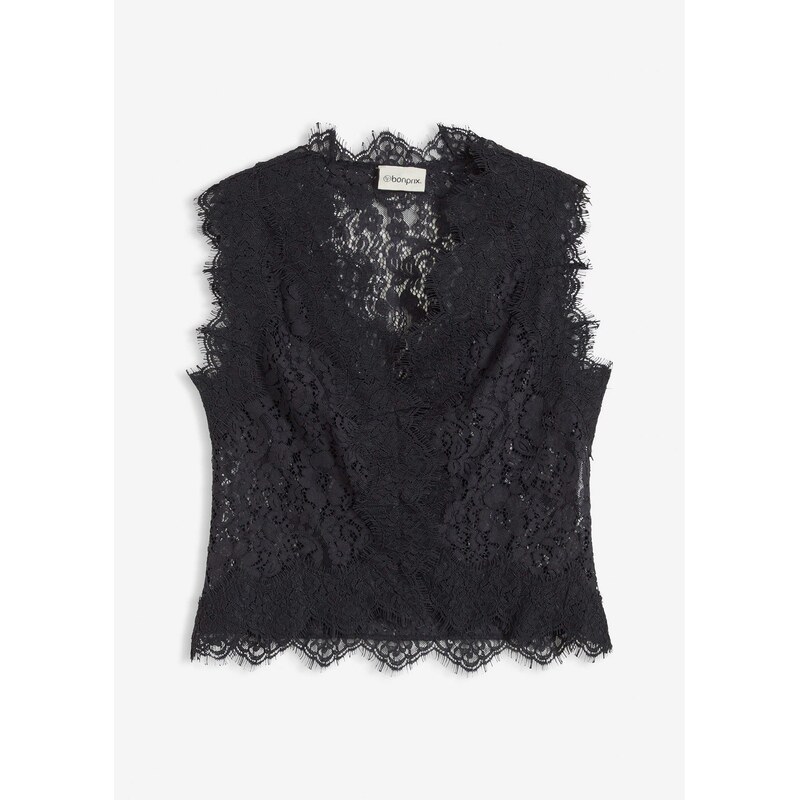 bonprix Čipkovaná vesta, farba čierna 66600741